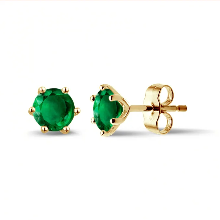 Pendientes en oro amarillo con esmeralda 
