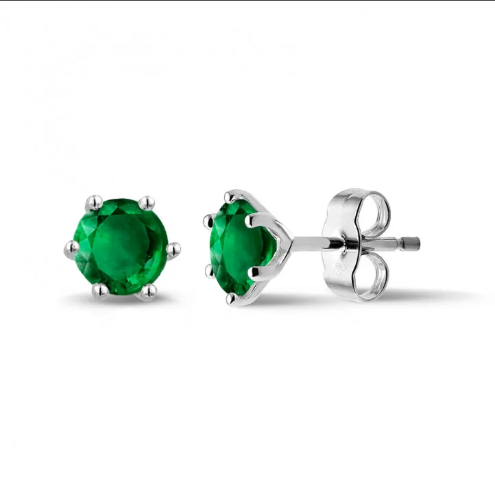Pendientes en oro blanco con esmeralda 