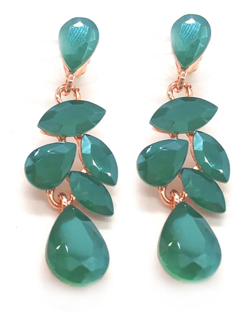 PENDIENTES LARGOS DE CRISTAL VERDE BOTELLA