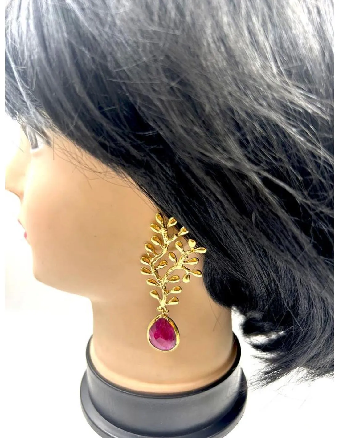 PENDIENTES LARGOS DORADOS Y BUGAMBILIAS PARA BODAS