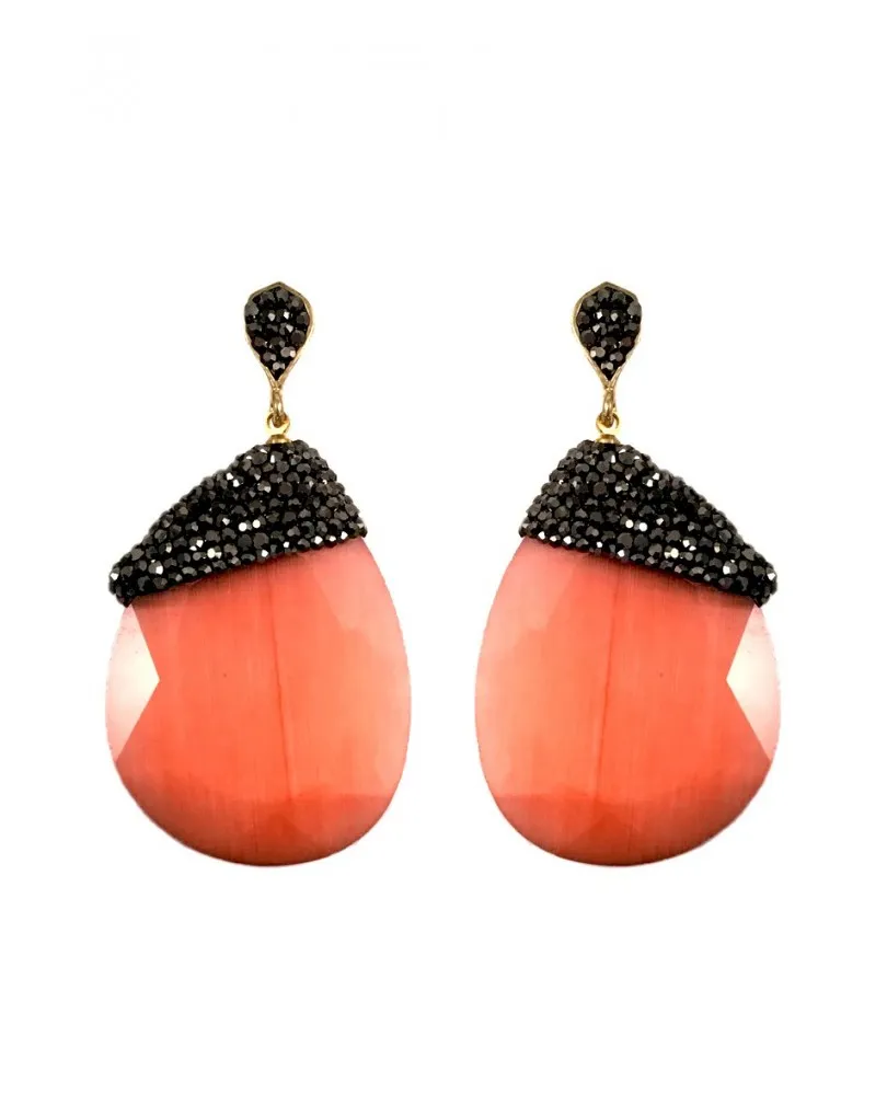 PENDIENTES LARGOS NARANJAS DE PIEDRA