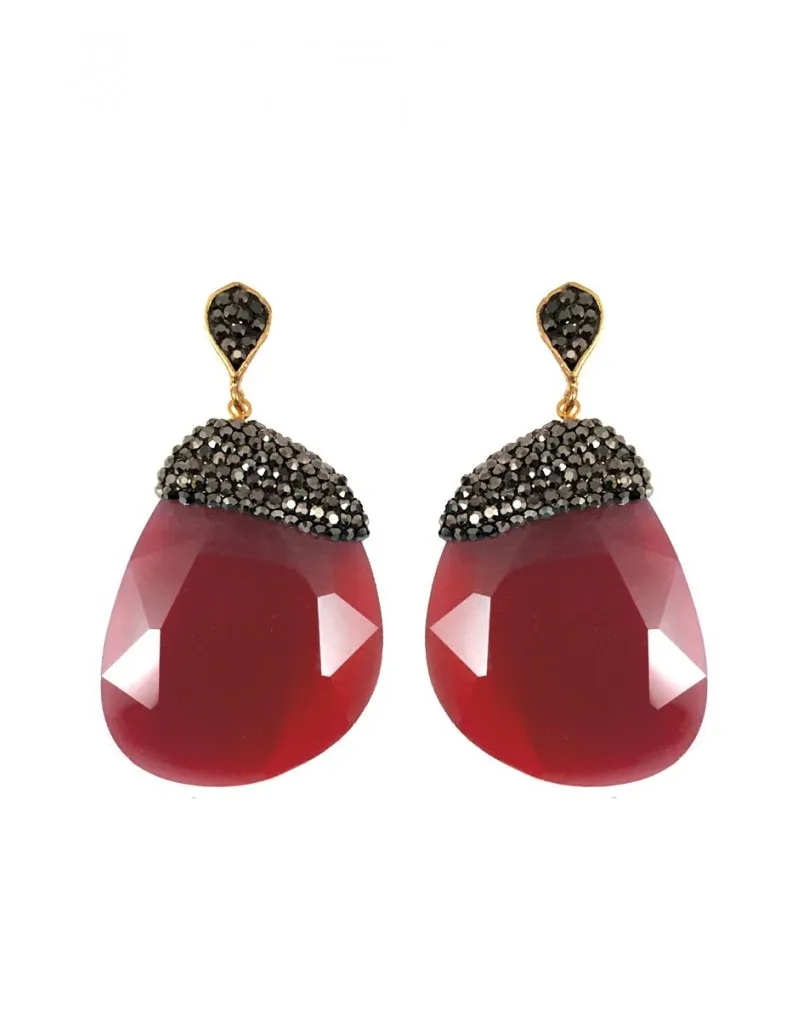 PENDIENTES LARGOS ROJOS DE PIEDRA