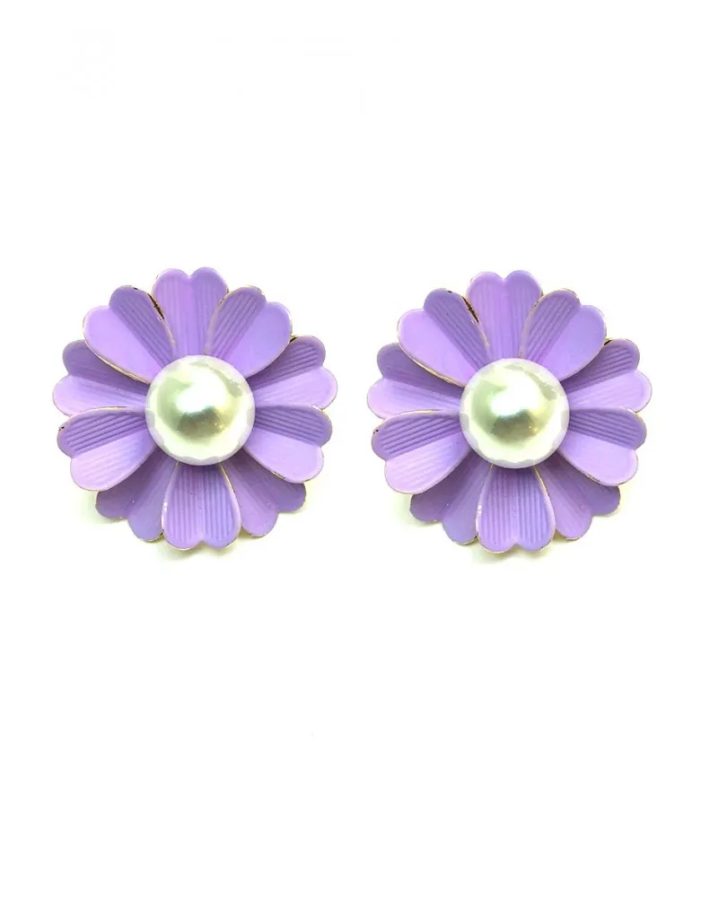 PENDIENTES MORADOS TONO LILA DE MARGARITA, LUCELOS CON TU VESTIDO Y COMBINALOS CON TUS PERLAS
