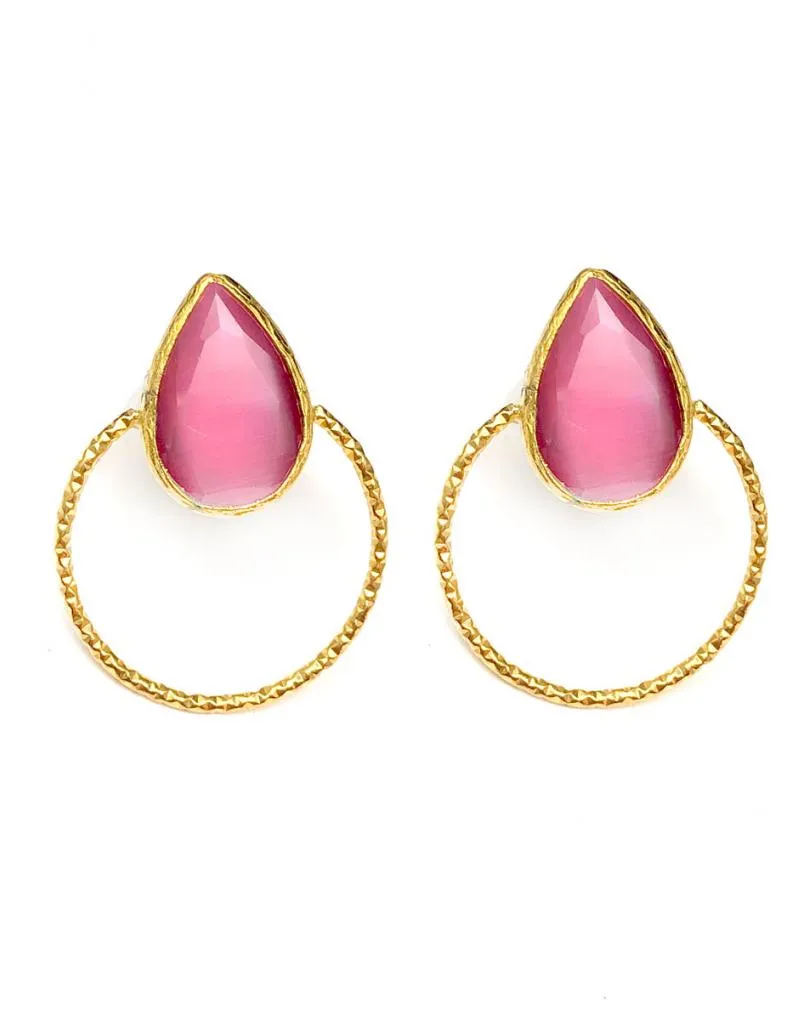 PENDIENTES MUJER DE ARO DECORADO CON PIEDRA DE COLOR