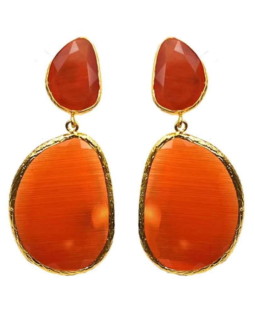 PENDIENTES MUJER LARGOS NARANJAS PERFECTOS PARA BODAS