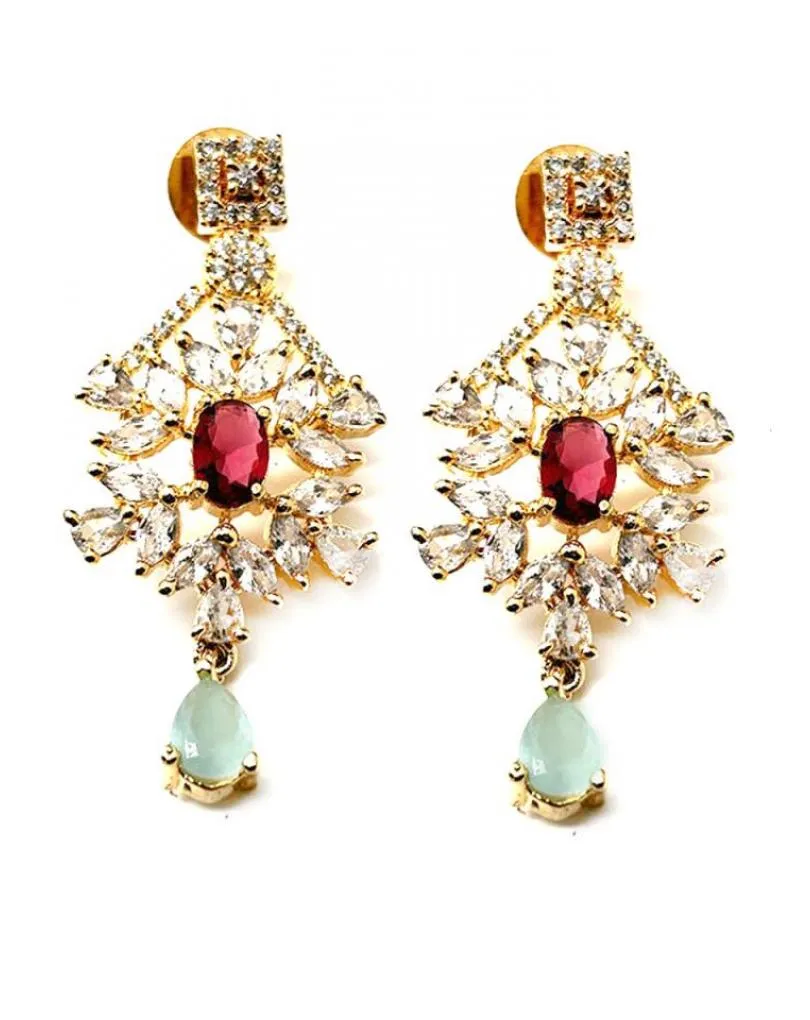 PENDIENTES MULTICOLOR LARGOS CON CIRCONITAS LOOK BODA IMPECABLE