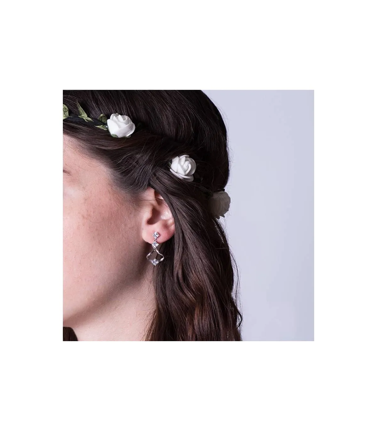 Pendientes Oro blanco 18 ktes largos tirabuzón. Valence