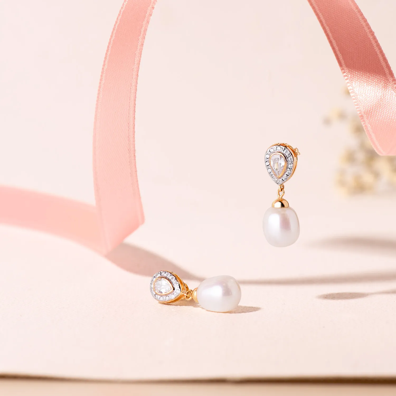 Pendientes Oro Novia con Perla