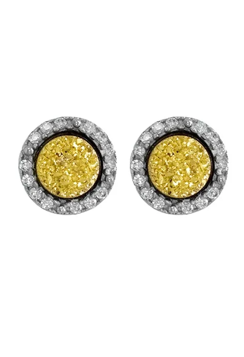 PENDIENTES PLATA GEODA áGATA DRUSA AMARILLA 248_04202