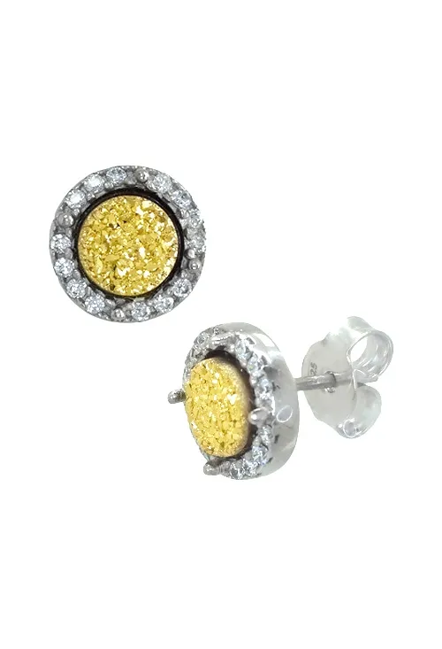 PENDIENTES PLATA GEODA áGATA DRUSA AMARILLA 248_04202
