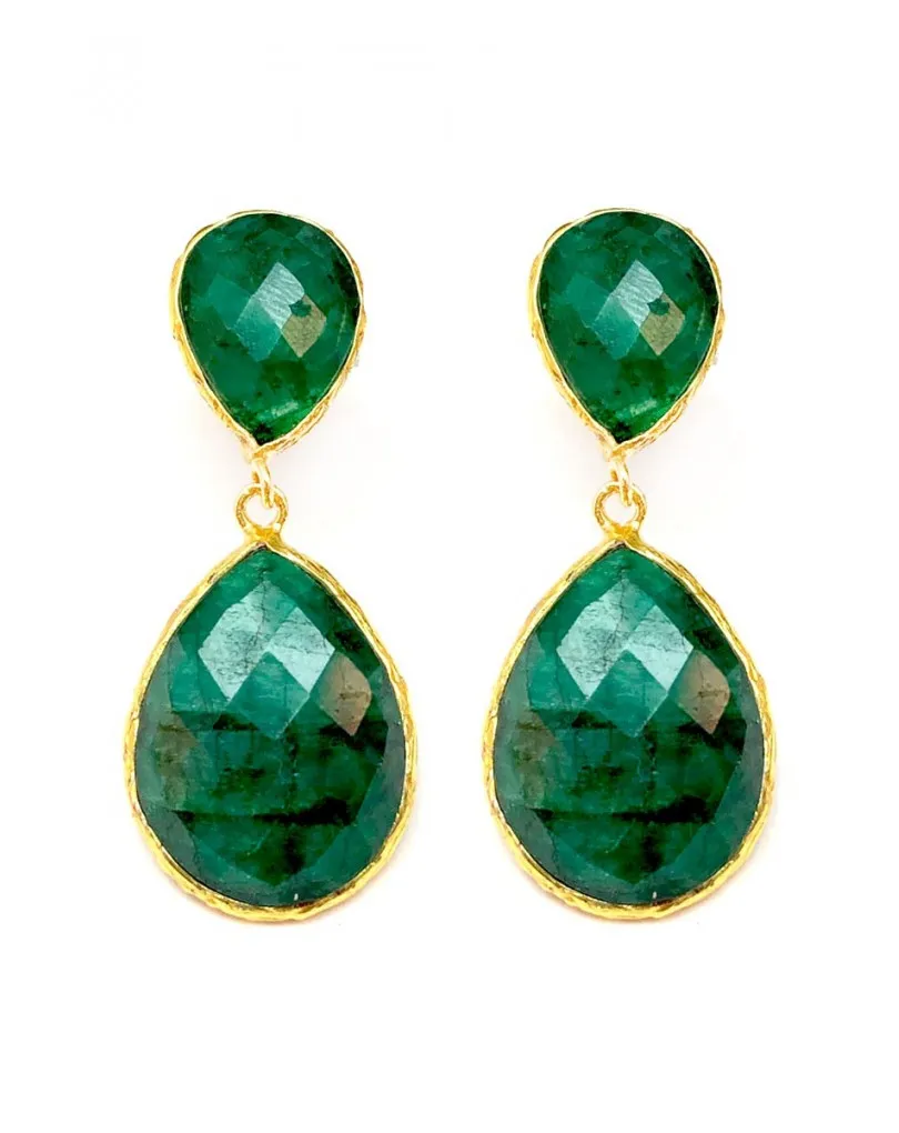 PENDIENTES VERDE ESMERALDA DE PIEDRAS NATURALES PARA BODAS