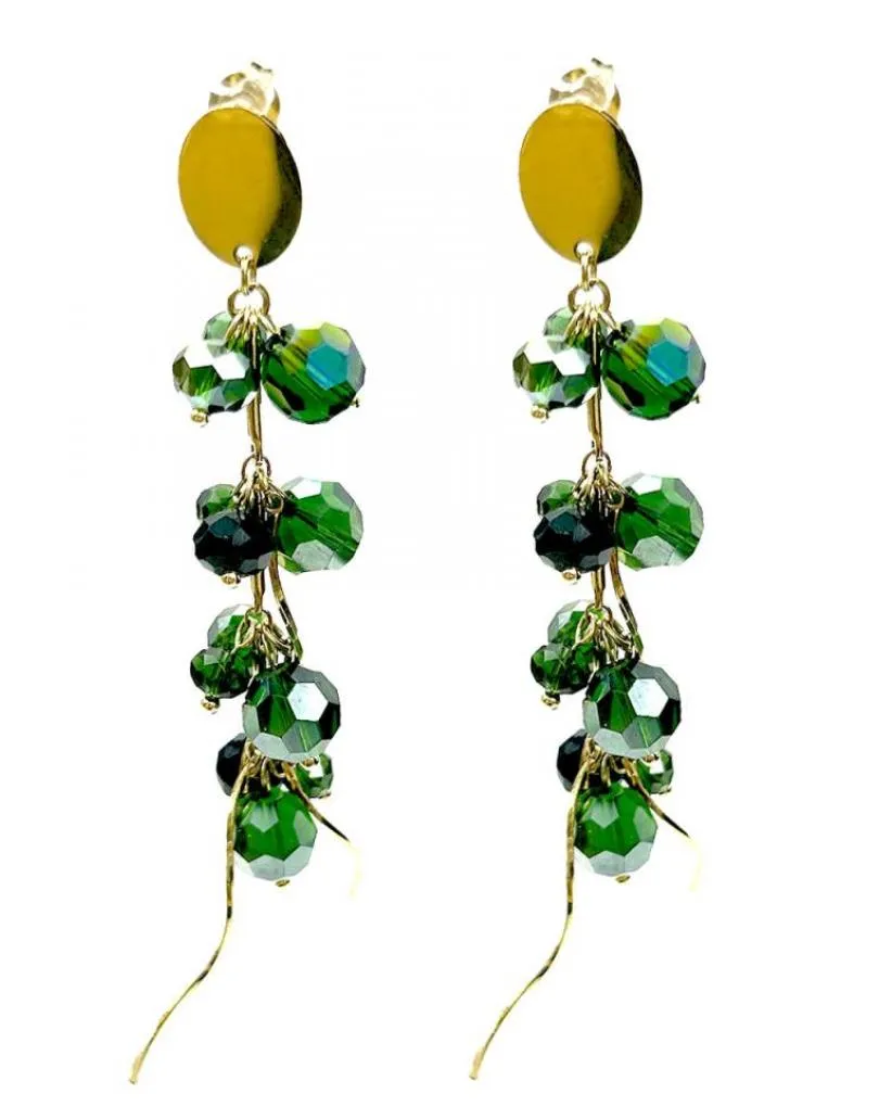 PENDIENTES VERDES LARGOS PERFECTO LOOK DE FIESTA O NOCHE