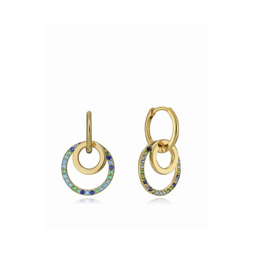 Pendientes Viceroy Jewels de palta de ley dorada con ciconitas verdes para mujer