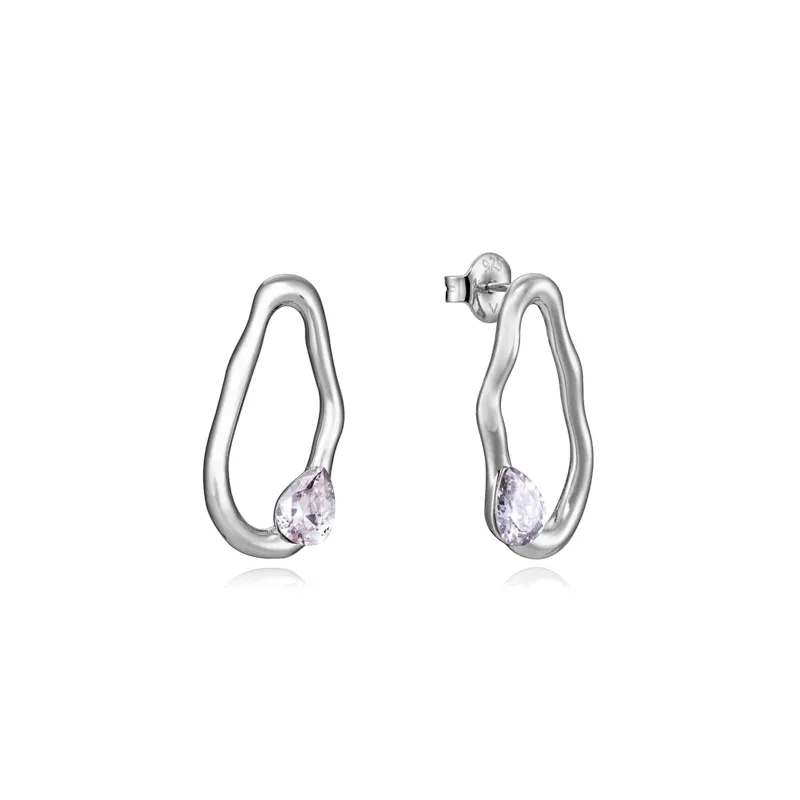 PENDIENTES VICEROY PLATA DE LEY CON BAñO DE RODIO OVALADO CON CIRCONITA BLANCA 13176E00030