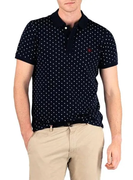 polo el ganso microdibujo azul marino para hombre