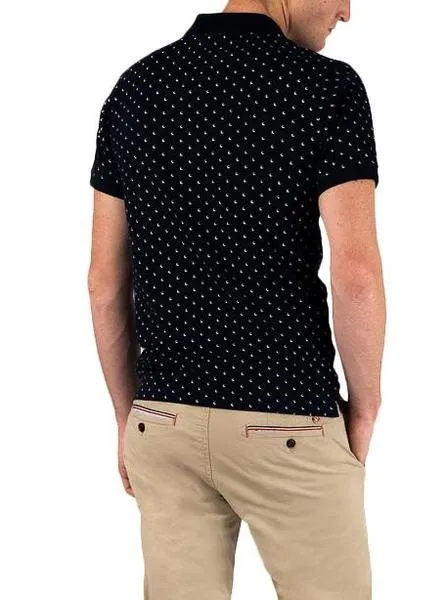 polo el ganso microdibujo azul marino para hombre