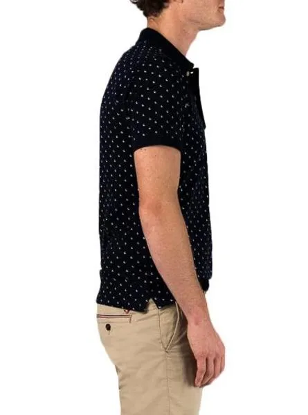 polo el ganso microdibujo azul marino para hombre