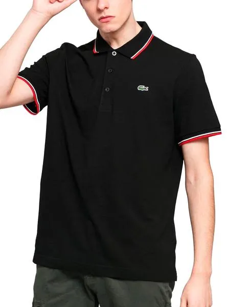 polo lacoste strip negro para hombre