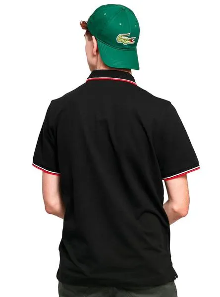 polo lacoste strip negro para hombre
