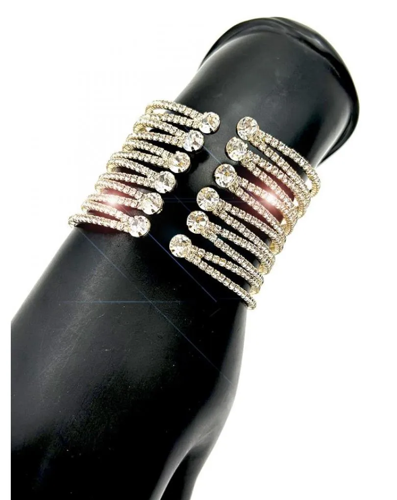 PULSERAS DORADAS CON CRISTAL EFECTO EXTRA BRILLO FABULOSAS PARA BODAS Y NOCHE