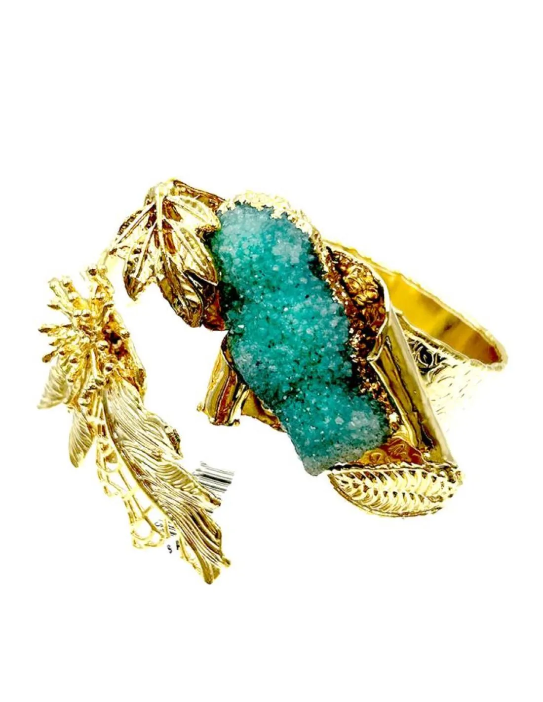 PULSERAS ONLINE DORADAS ANCHAS CON PIEDRA VERDE PARA BODAS FIESTA Y GALAS
