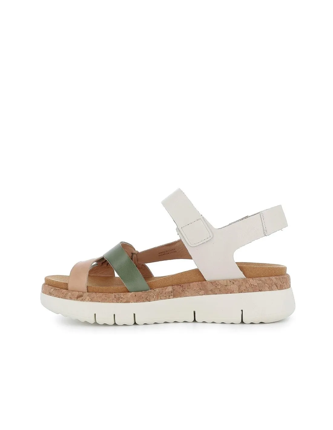 Sandalia de piel con cuña baja para mujer verde Pikolinos