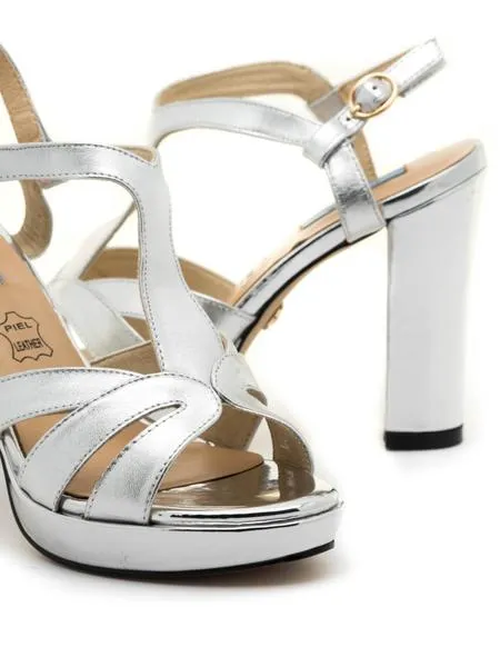 sandalias chiller 19075 de piel plata para mujer