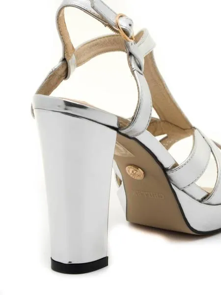 sandalias chiller 19075 de piel plata para mujer