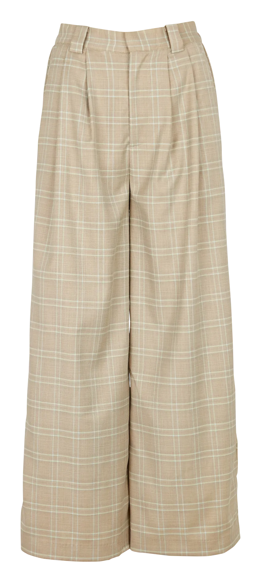 SEE U SOON Pantalón ancho de cuadros en beige