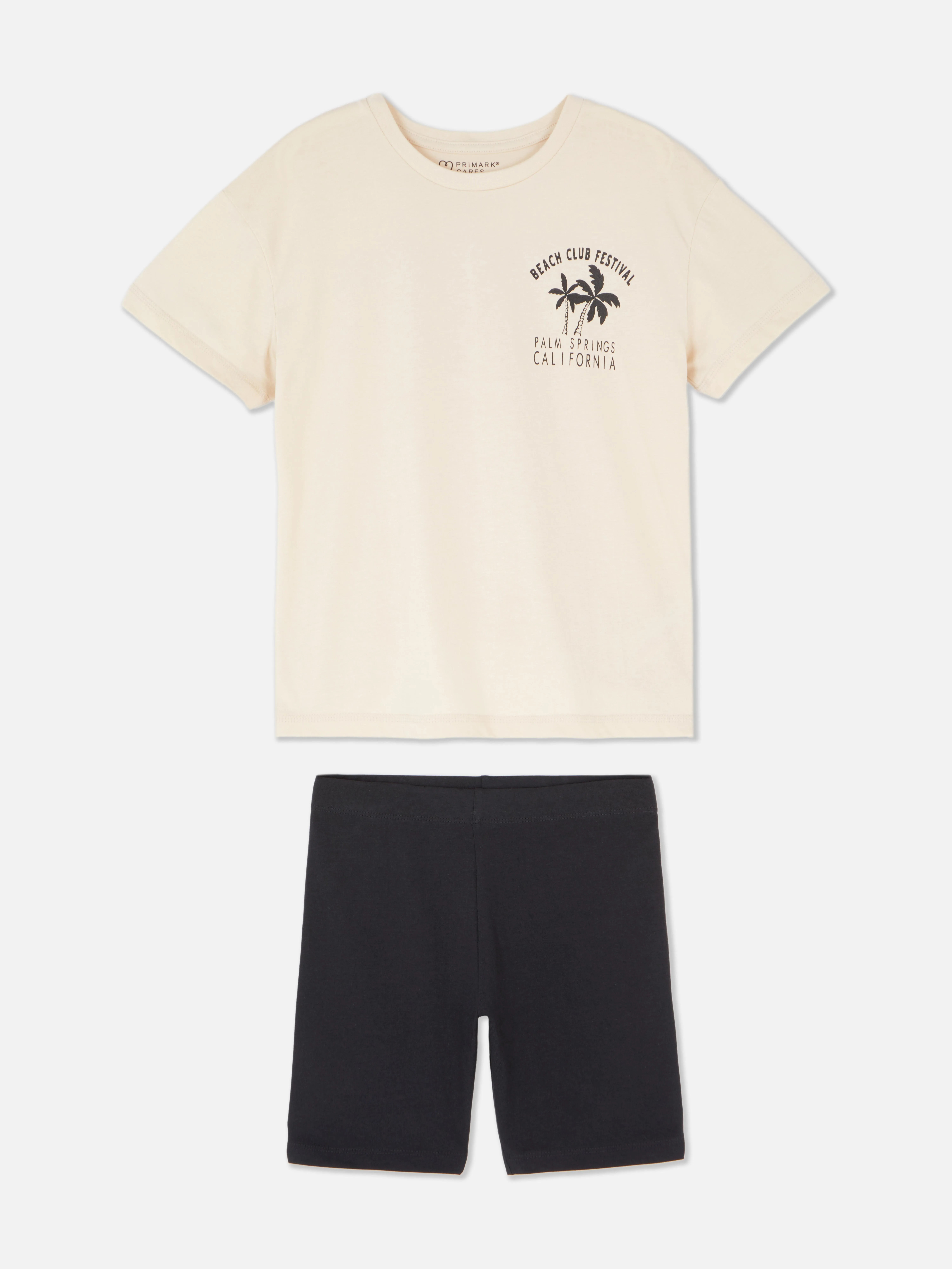 Set de pantalones cortos y camiseta con palmeras