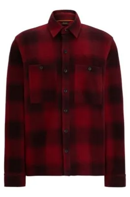 Sobrecamisa oversize fit de franela de algodón a cuadros