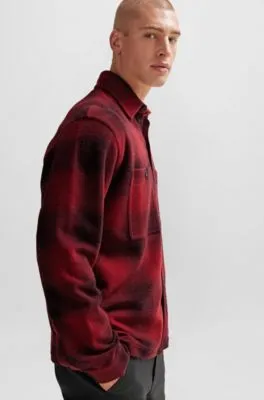Sobrecamisa oversize fit de franela de algodón a cuadros