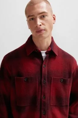 Sobrecamisa oversize fit de franela de algodón a cuadros