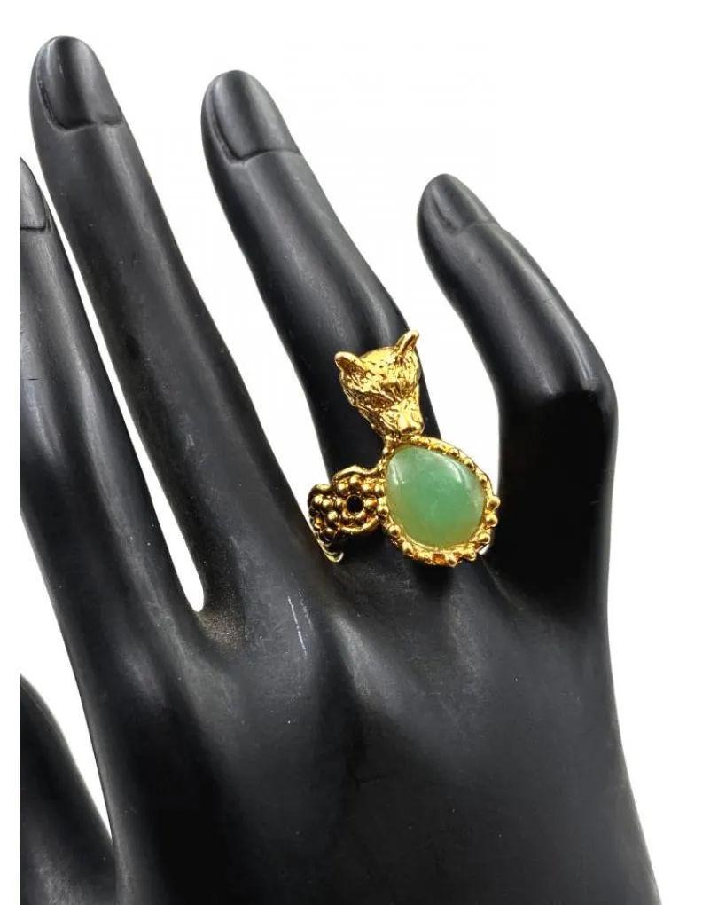 SORTIJAS DORADAS PARA MUJER CON BAÑO DE ORO CABEZA DE LOBO CON ESMERALDA COLOMBIANA JOYAS EXCLUSIVAS
