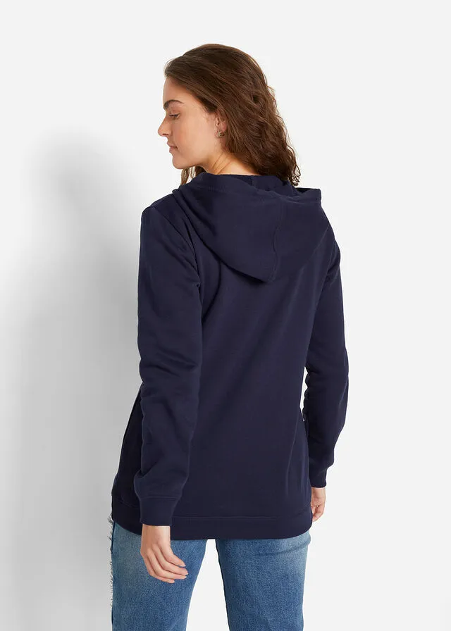 Sudadera larga con cremallera Azul marino