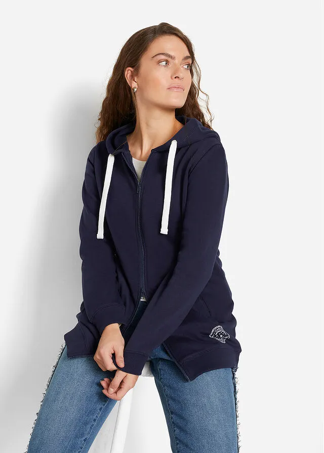 Sudadera larga con cremallera Azul marino