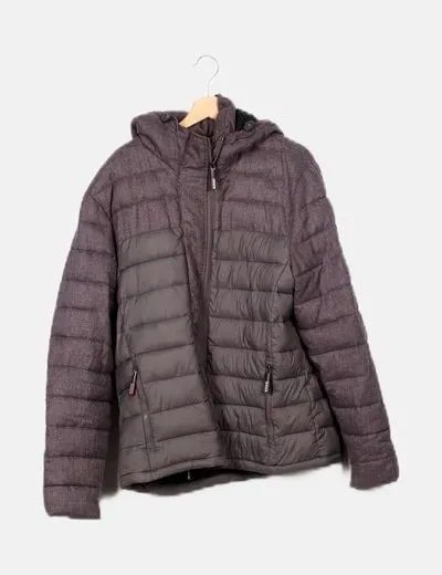 Superdry Anorak combinado gris con capucha
