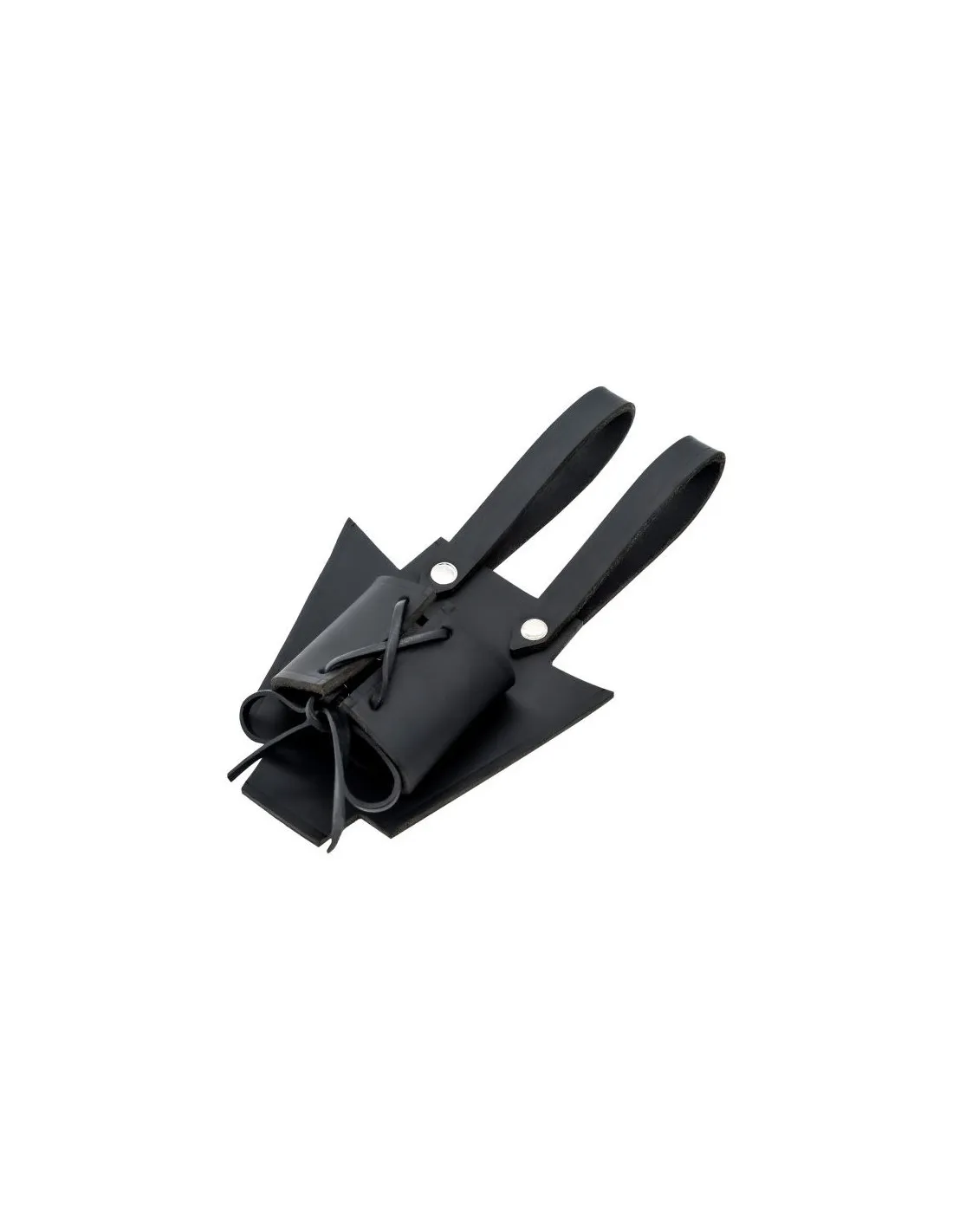 Tahalí medieval de cuero negro para dagas o espadas