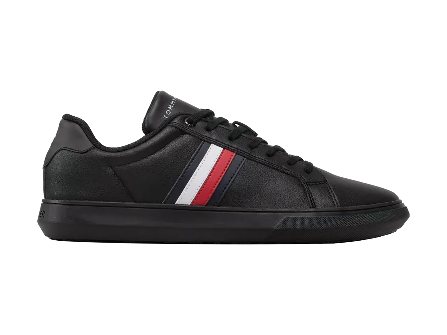 Tenis Tommy Hilfiger Corporate Cupleather Stripes Negro Para Hombre