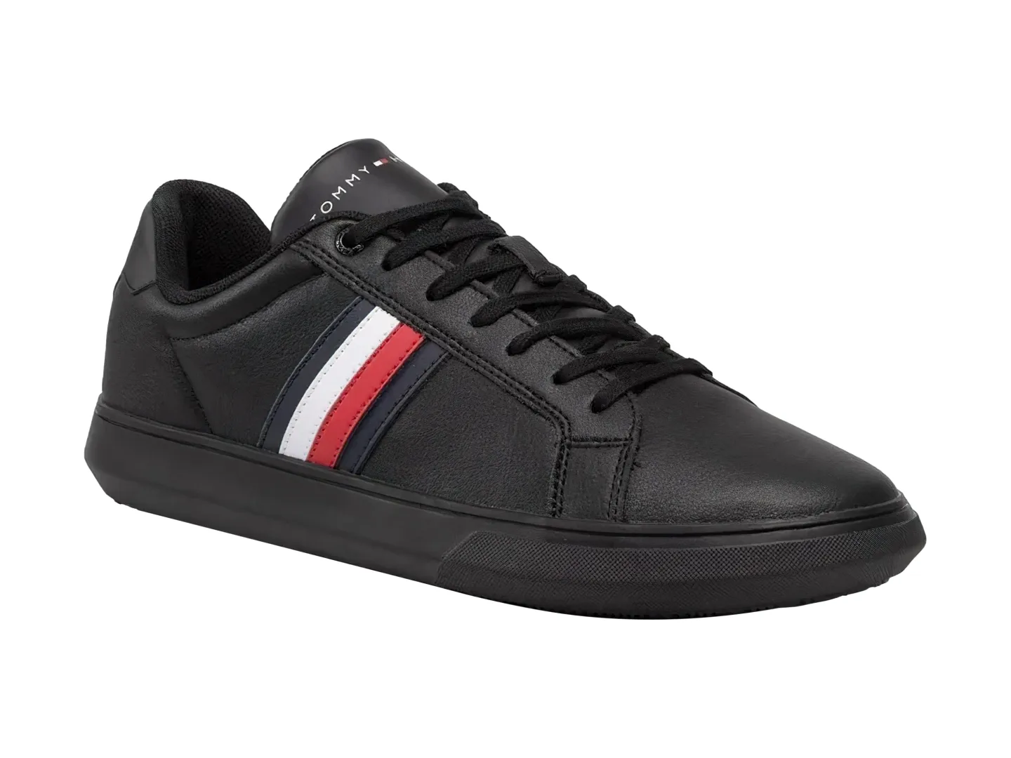 Tenis Tommy Hilfiger Corporate Cupleather Stripes Negro Para Hombre