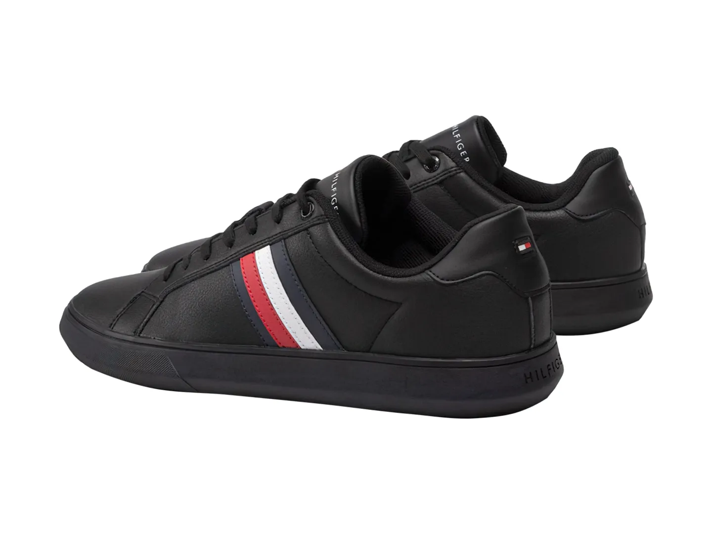 Tenis Tommy Hilfiger Corporate Cupleather Stripes Negro Para Hombre