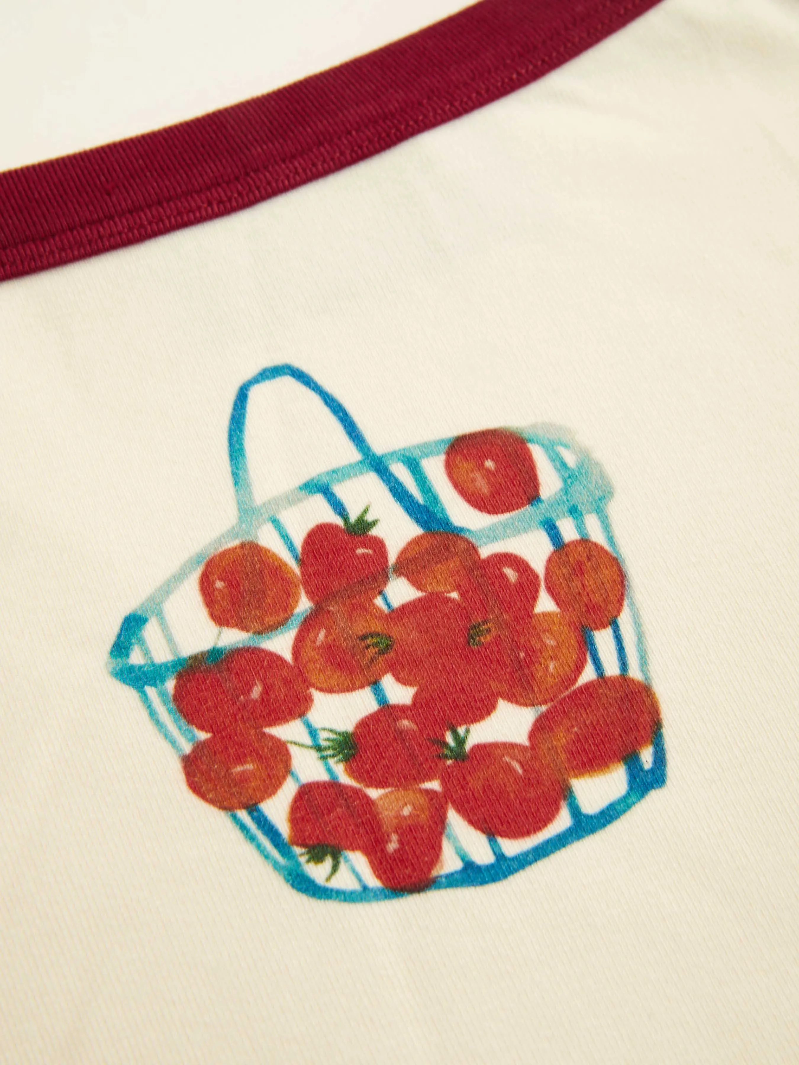 Top de tirantes con gráfico de cereza y cuello redondo