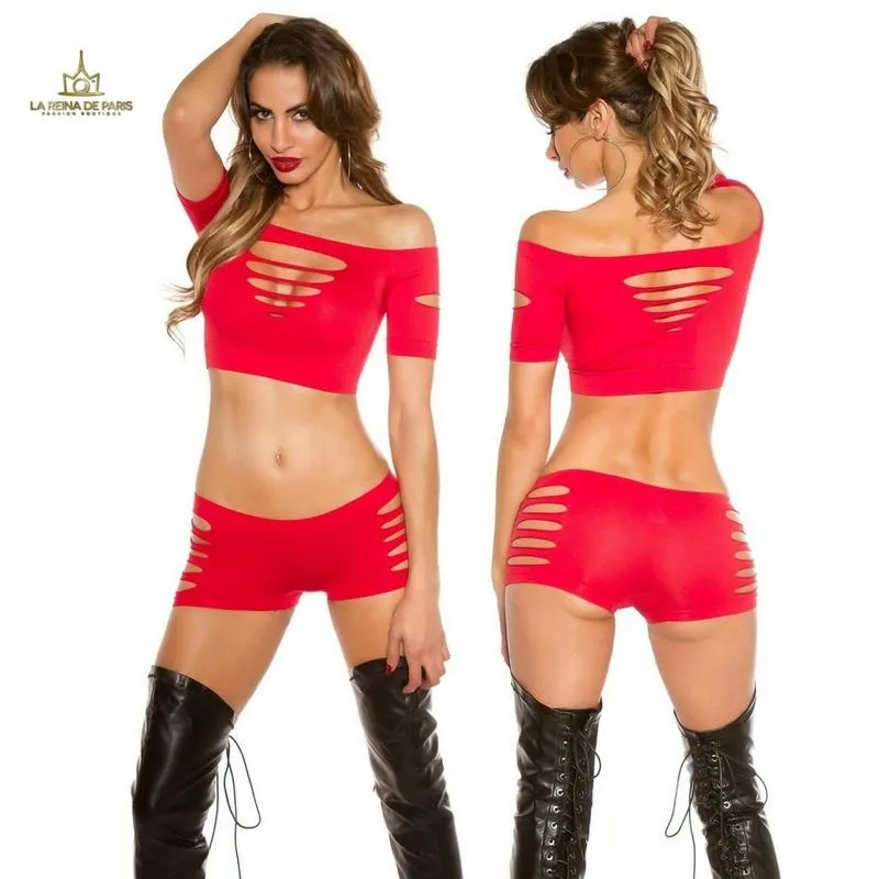 Top parte superior con recortes rojo