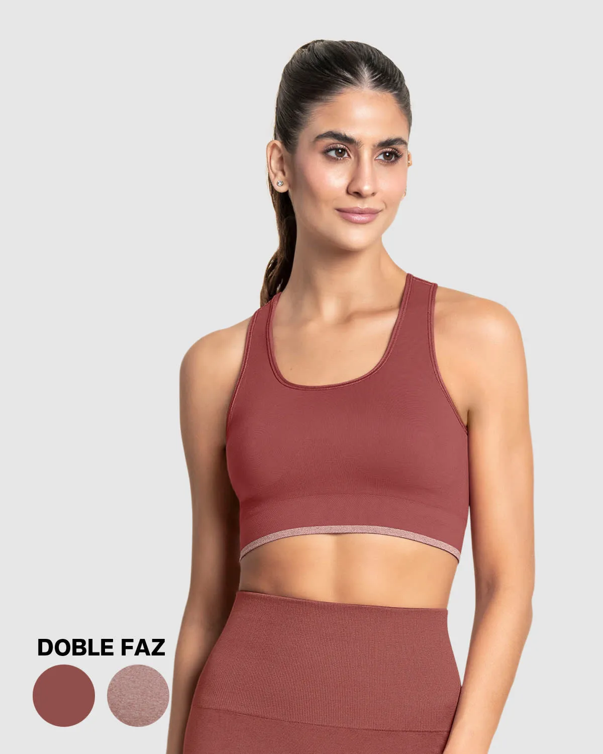 Top sin costuras doble faz con soporte medio de busto