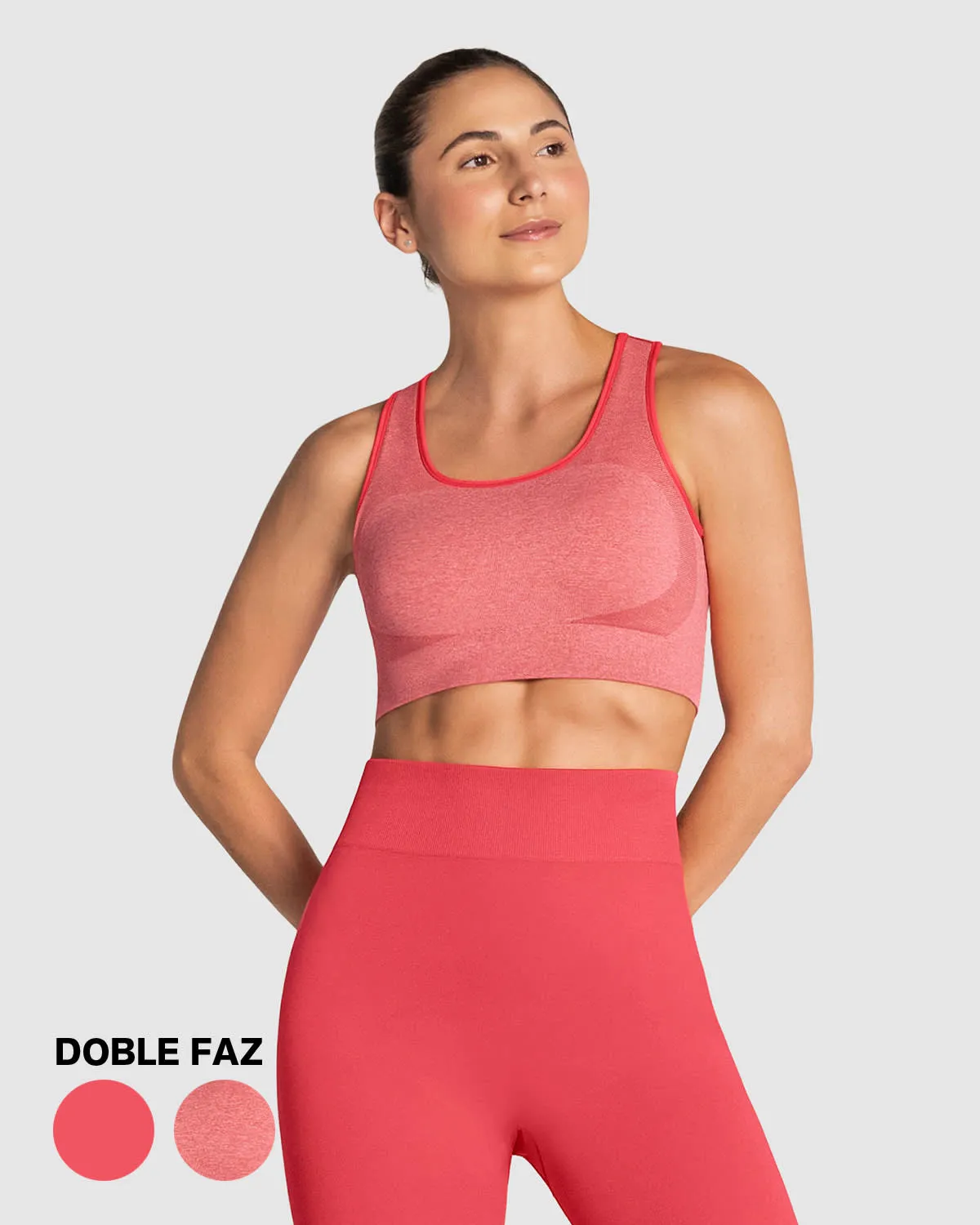 Top sin costuras doble faz con soporte medio de busto