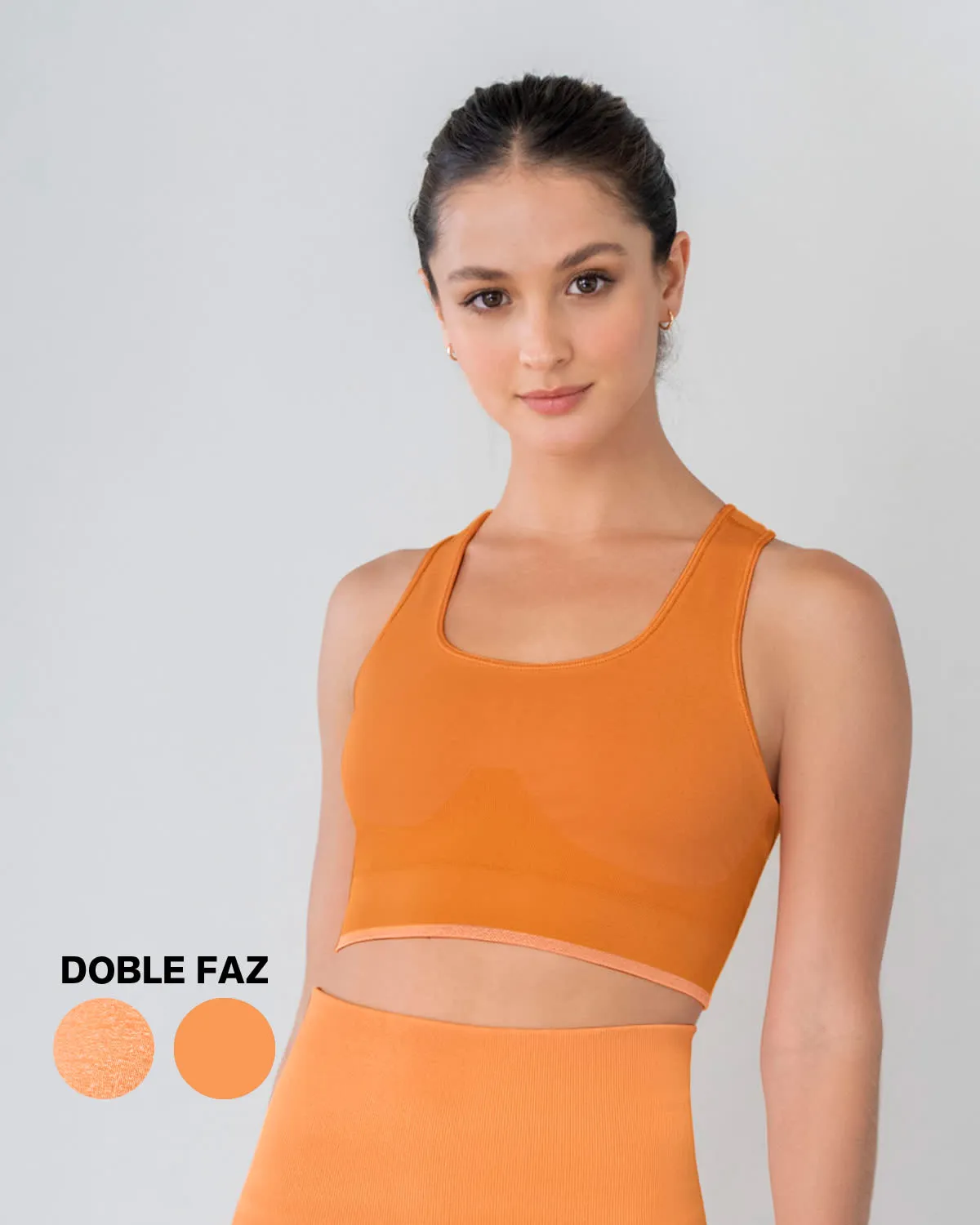 Top sin costuras doble faz con soporte medio de busto