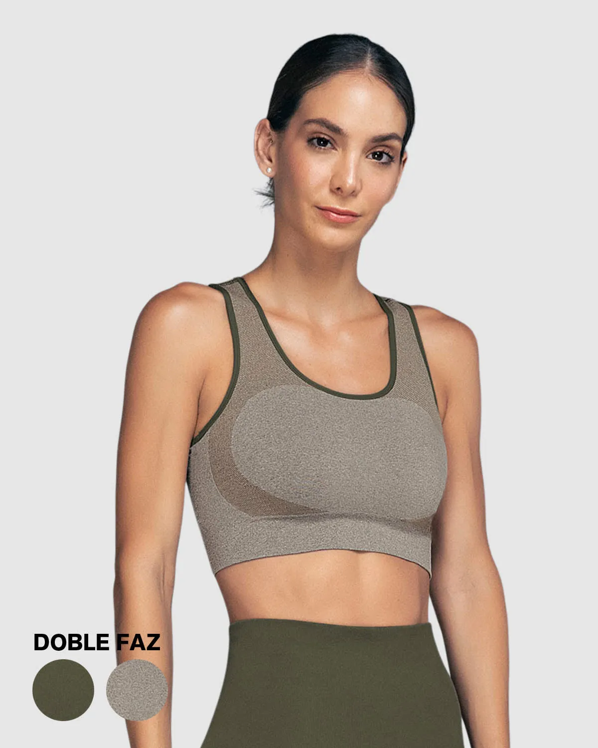 Top sin costuras doble faz con soporte medio de busto