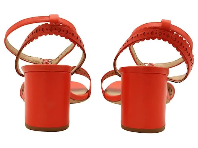 Tory Burch Marguerite Sandalias de bloque medio con corte floral en cuero rojo Roja 