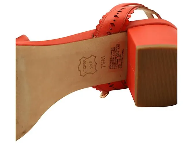 Tory Burch Marguerite Sandalias de bloque medio con corte floral en cuero rojo Roja 