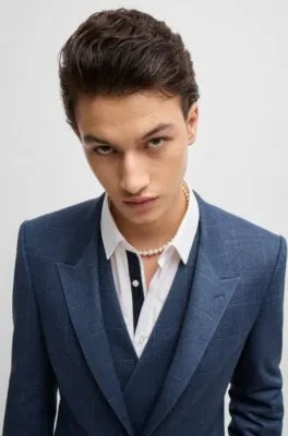 Traje con chaleco slim fit de punto a cuadros